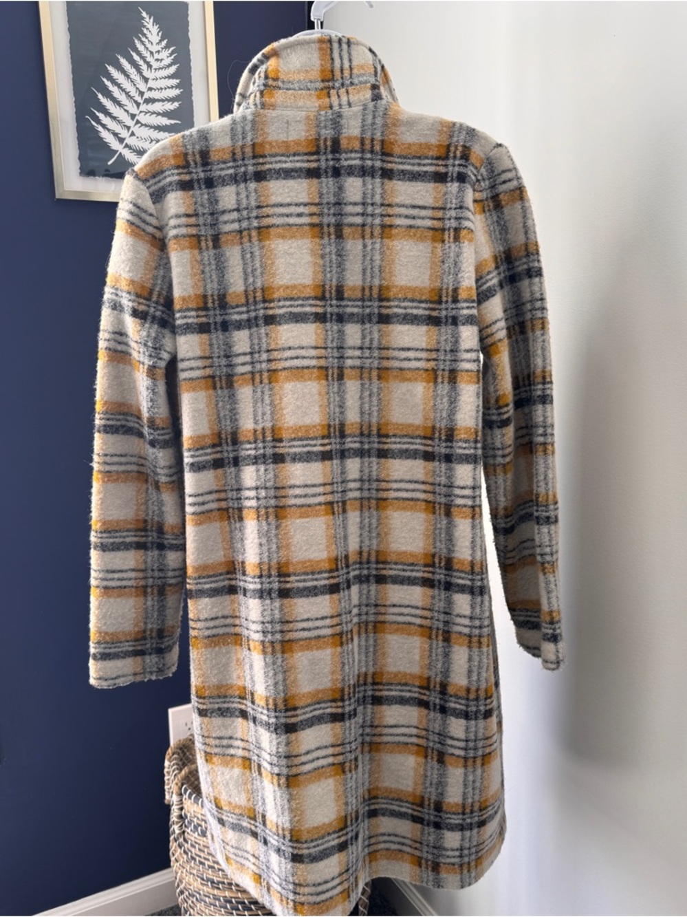 Cynthia Rowley wool blend gold, white and charcoal 3/4 length jacket. Size Small - Picture 2 of 8